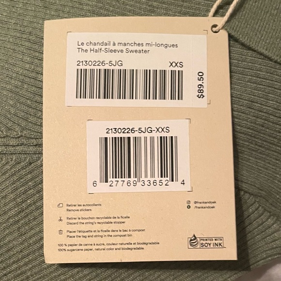 Frank & Oak The Half Sleeve Sweater NWT Size XXS - Picture 5 of 5